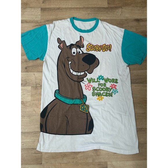 Vintage Scooby Doo night shirt "WILL WORK FOR SCOOBY SNACKS!" XL - Picture 1 of 6